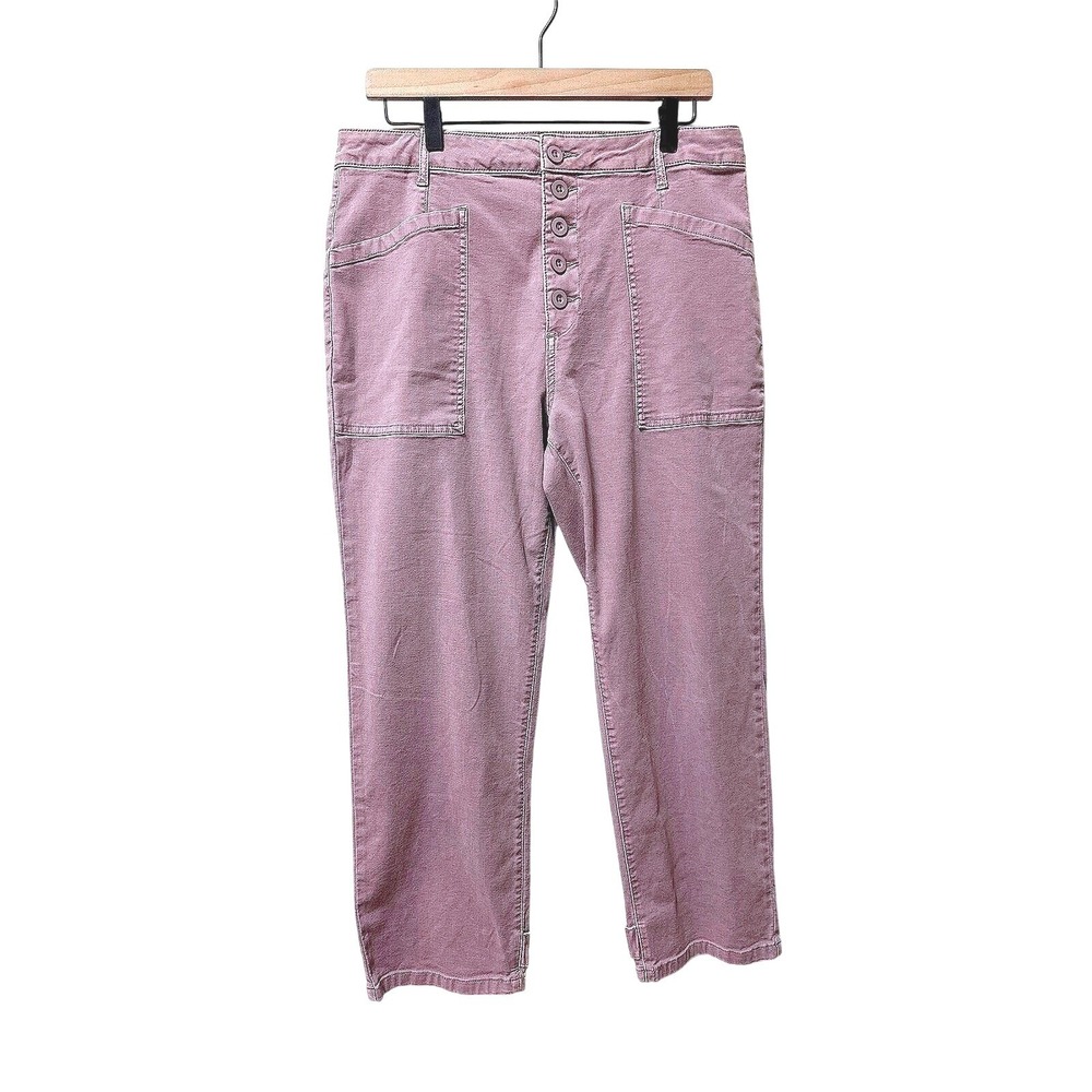 Pistola Womens Pink Utility Wide Leg Hi Rise Crop Pants Size 32 Buttons Stretch